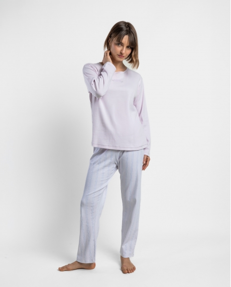 STAY AT HOME Pijama Manga Larga Malva Winter Nights para Mujer MALVA