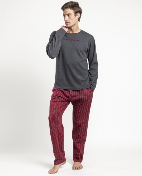 STAY AT HOME Pijama Manga Larga The Perfect Winter para Hombre GRIS JASPE