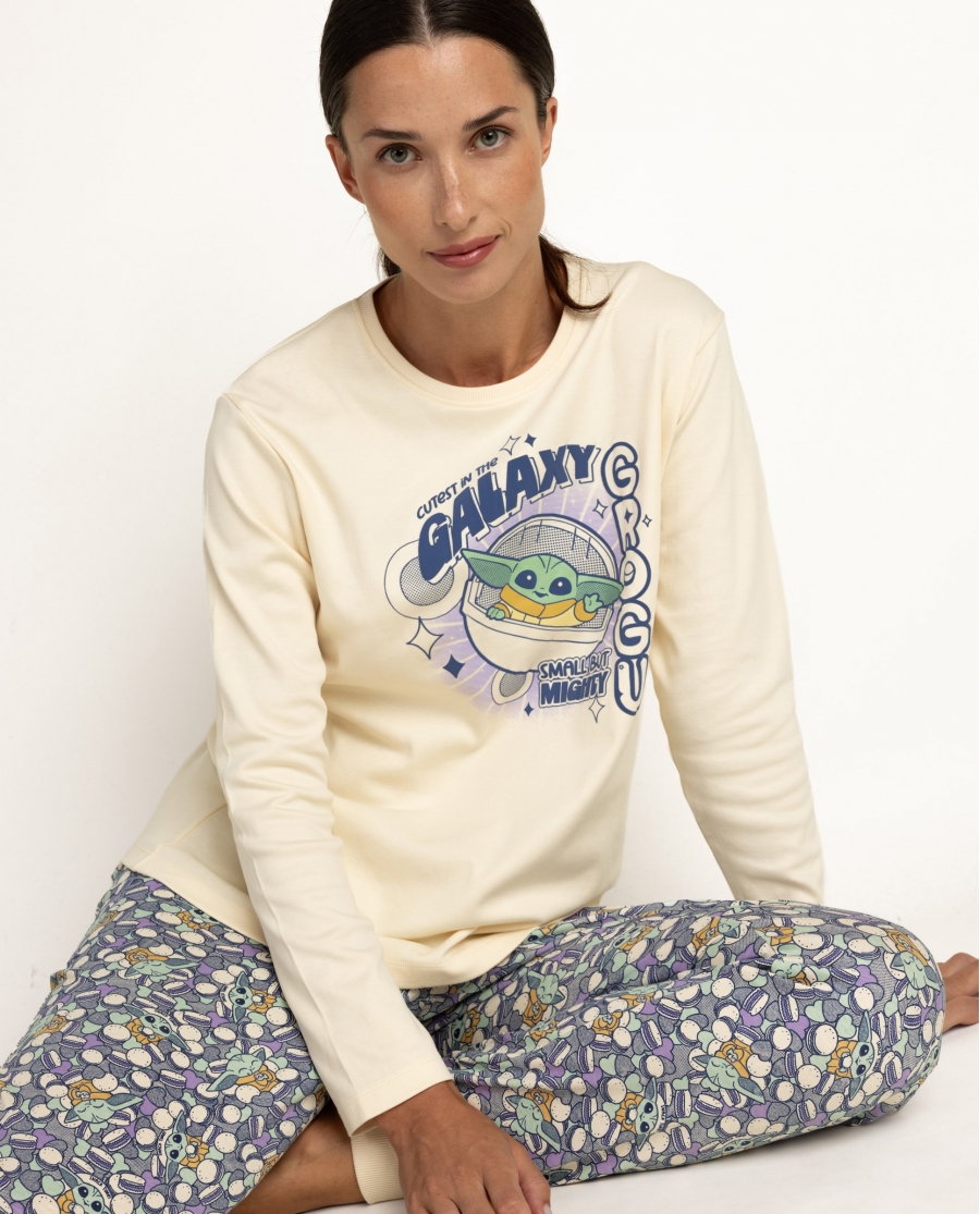 STAR WARS MANDALORIAN Pijama Manga Larga Cutest para Mujer CRUDO