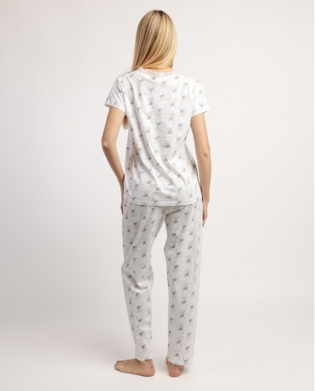 ADMAS CLASSIC Pijama Manga Caída White & Grey para Mujer BLANCO 2