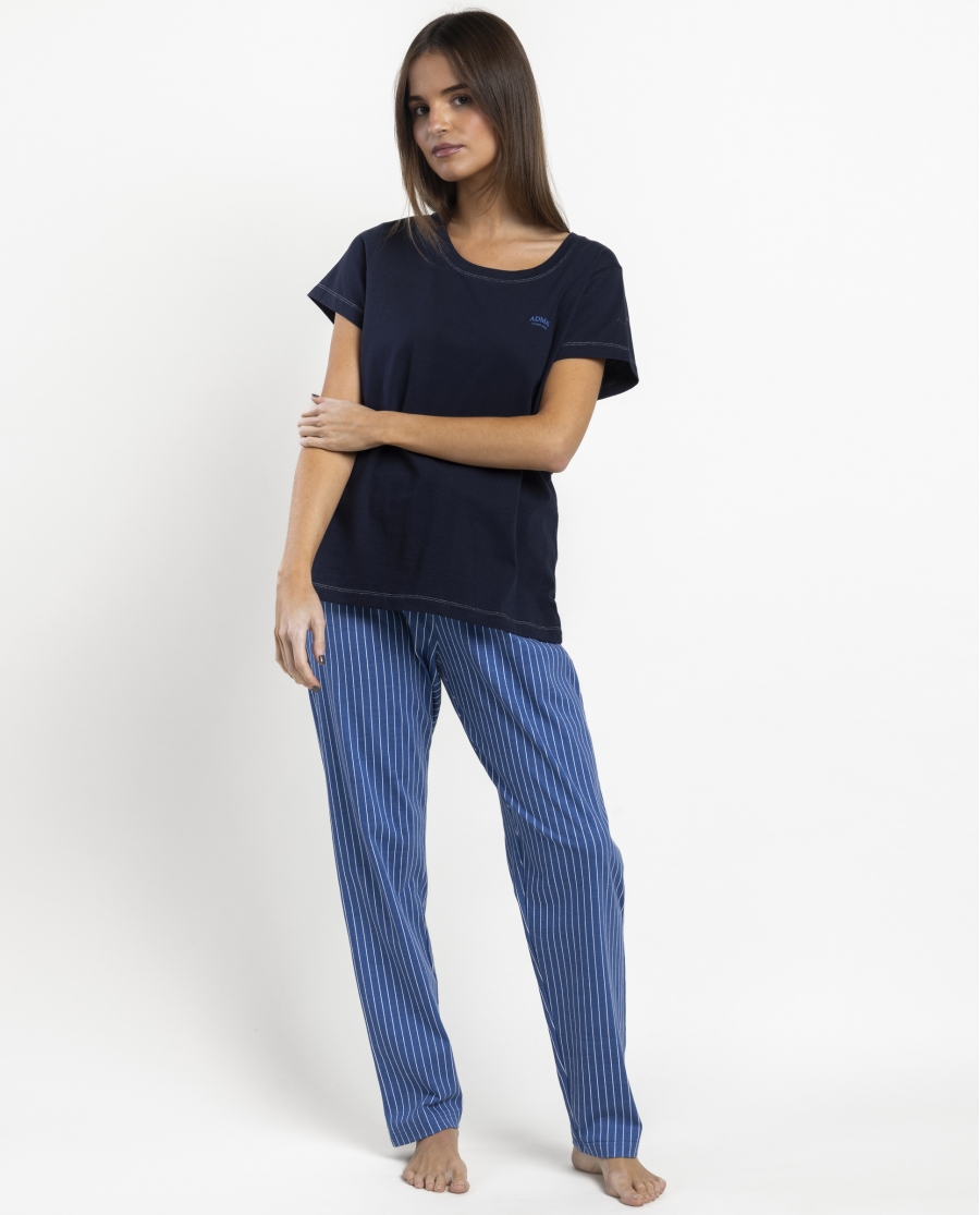 ADMAS CLASSIC Pijama Manga Corta Classic Stripe para Mujer MARINO