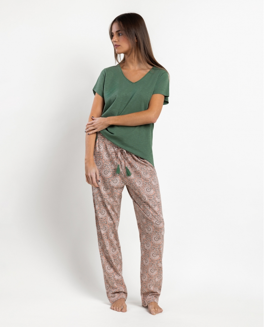 ADMAS GARDEN Pijama Manga Corta Green Garden para Mujer VERDE