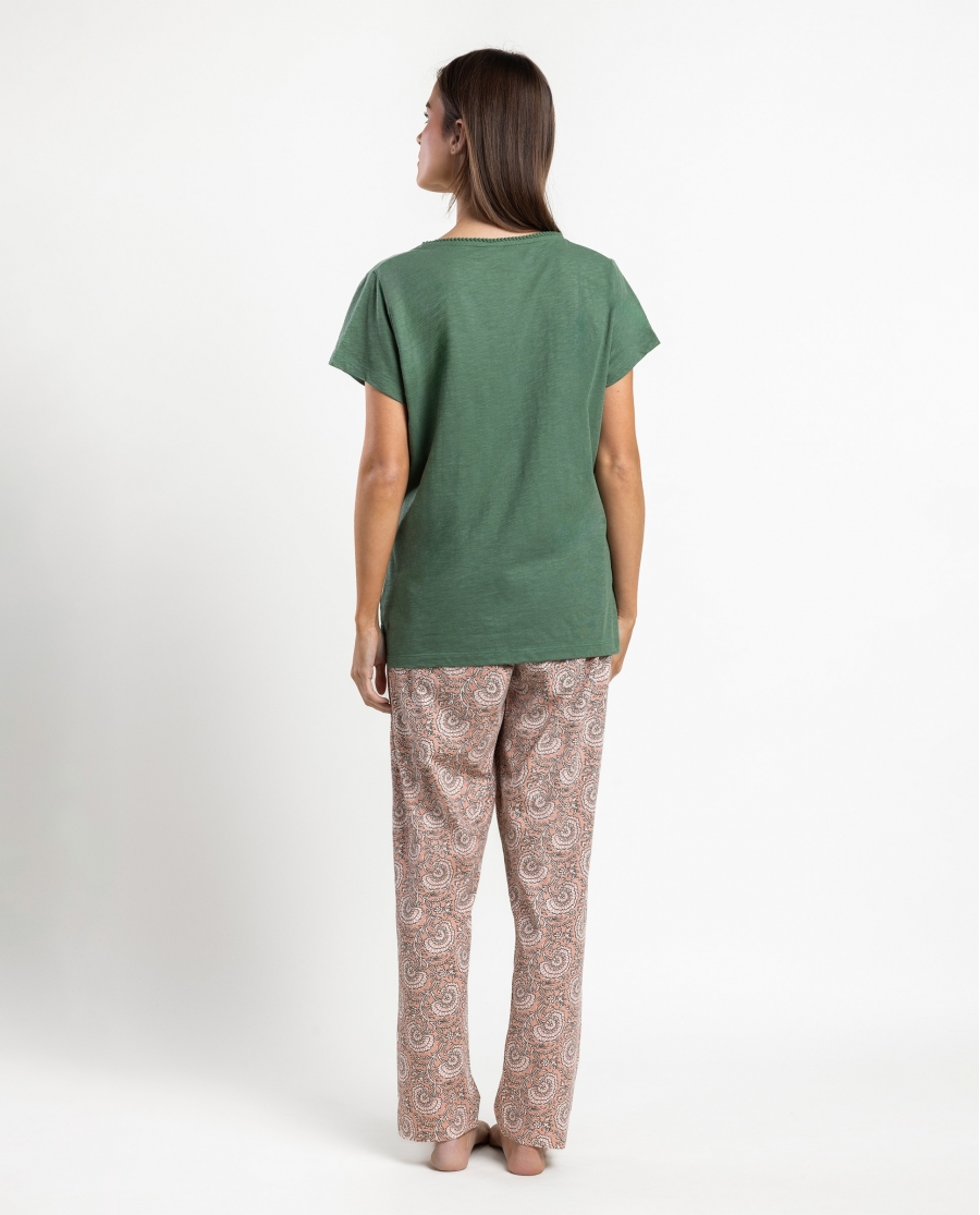 ADMAS GARDEN Pijama Manga Corta Green Garden para Mujer VERDE