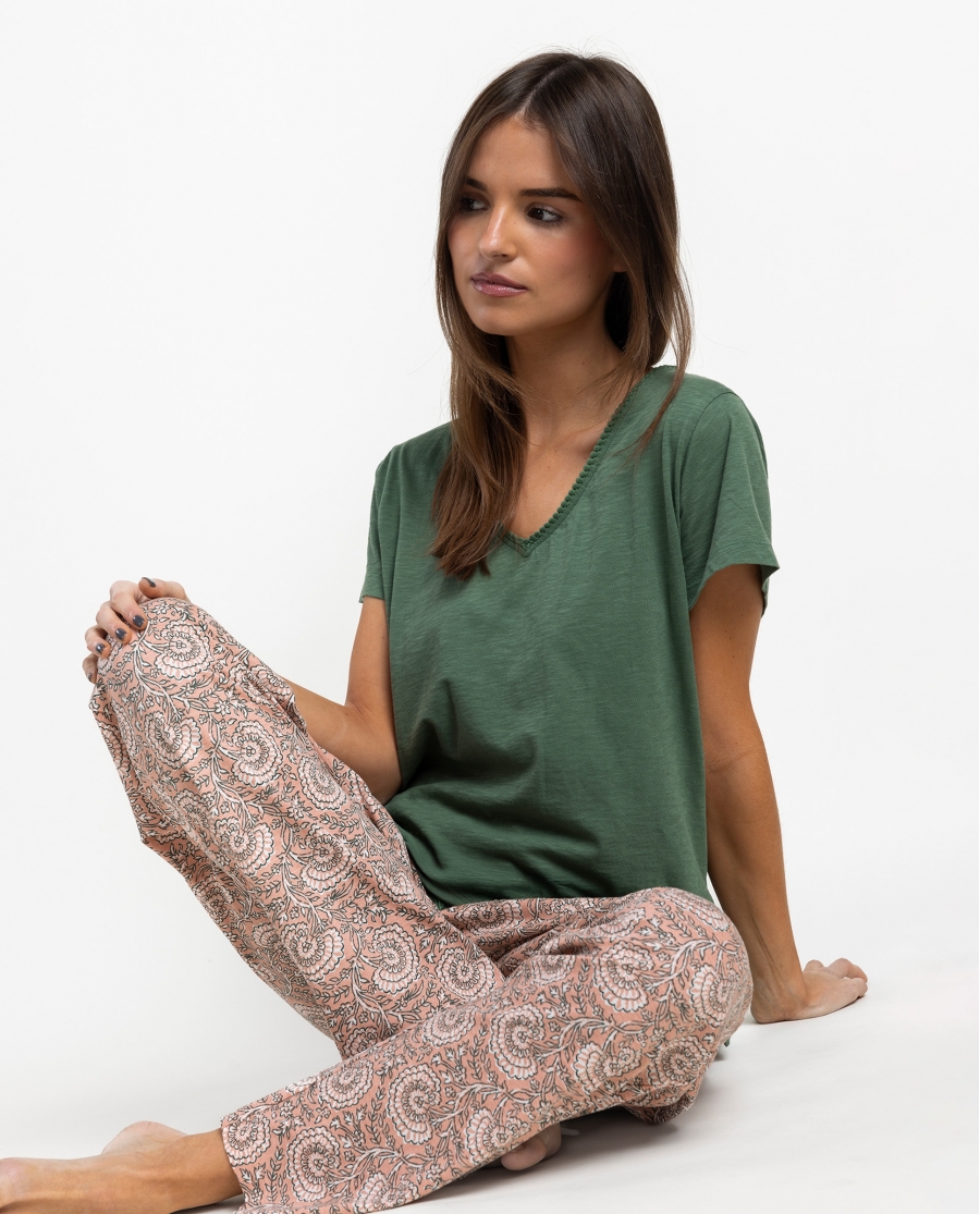 ADMAS GARDEN Pijama Manga Corta Green Garden para Mujer VERDE