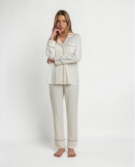 ADMAS LUXURY Pijama Abierto Manga Larga Luxury Pearl para Mujer CAVA