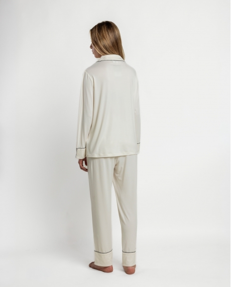ADMAS LUXURY Pijama Abierto Manga Larga Luxury Pearl para Mujer CAVA 2