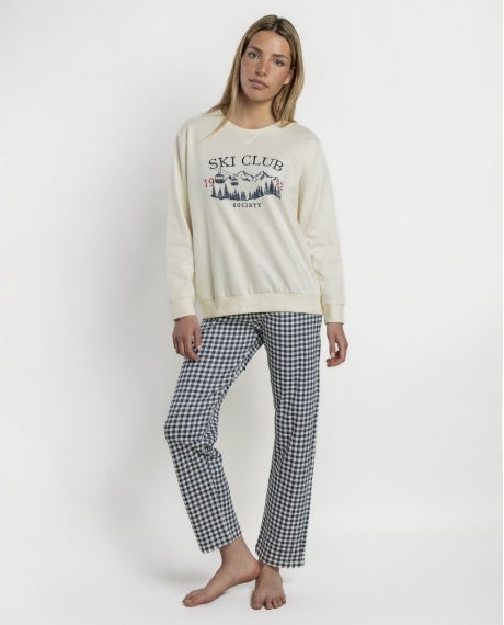 ADMAS Pijama Manga Larga Ski Club para Mujer CRUDO