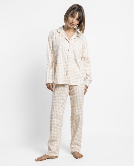 ADMAS Pijama Abierto Manga Larga Winter Landscape para Mujer PEACH