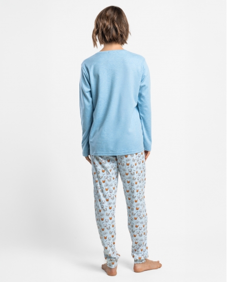 ADMAS Pijama Manga Larga Ruff Morning para Mujer AZUL 2