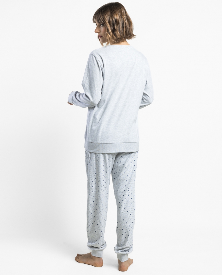 ADMAS Pijama Manga Larga Love Yourself para Mujer GRIS JASPE