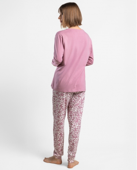 ADMAS GARDEN Pijama Manga Larga Garden Leaves para Mujer ROSA 2