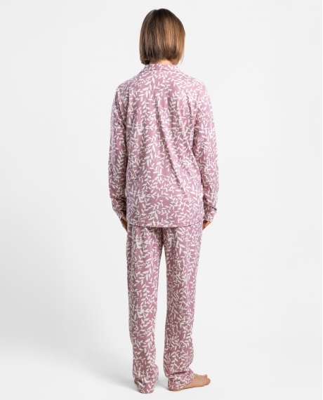 ADMAS GARDEN Pijama Abierto Manga Larga Garden Leaves para Mujer ROSA 2