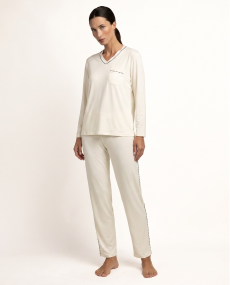 ADMAS LUXURY Pijama Manga Larga Luxury Pearl para Mujer CAVA