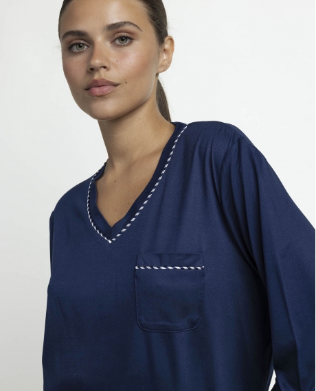 ADMAS LUXURY Pijama Manga Larga Luxury Pearl para Mujer MARINO 2