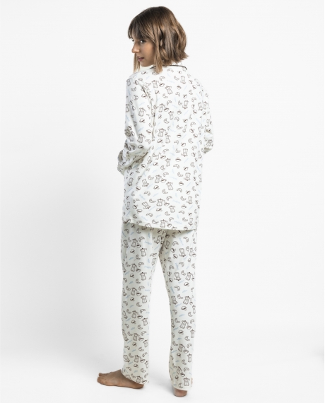 ADMAS Pijama Abierto Manga Larga Breakfast para Mujer CRUDO 2