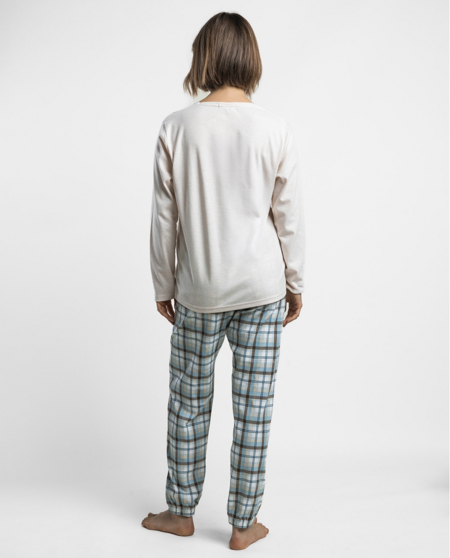 ADMAS Pijama Manga Larga Be Kind To Yourself para Mujer BEIGE