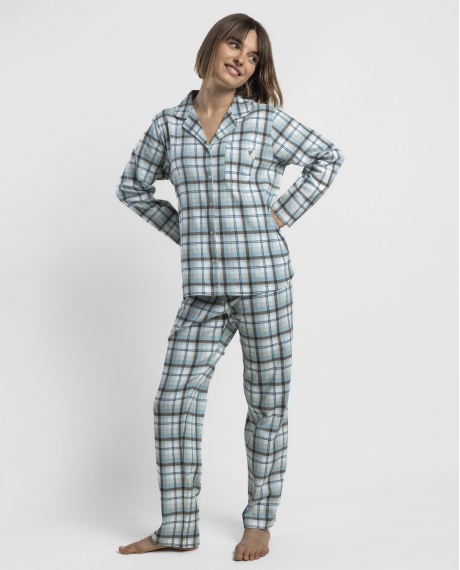ADMAS Pijama Abierto Manga Larga Be Kind To Yourself para Mujer AZUL