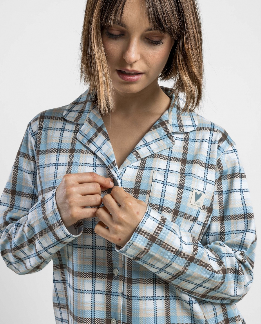 ADMAS Pijama Abierto Manga Larga Be Kind To Yourself para Mujer AZUL