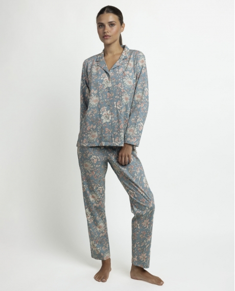 ADMAS GARDEN Pijama Abierto Manga Larga Garden Secret para Mujer AZUL