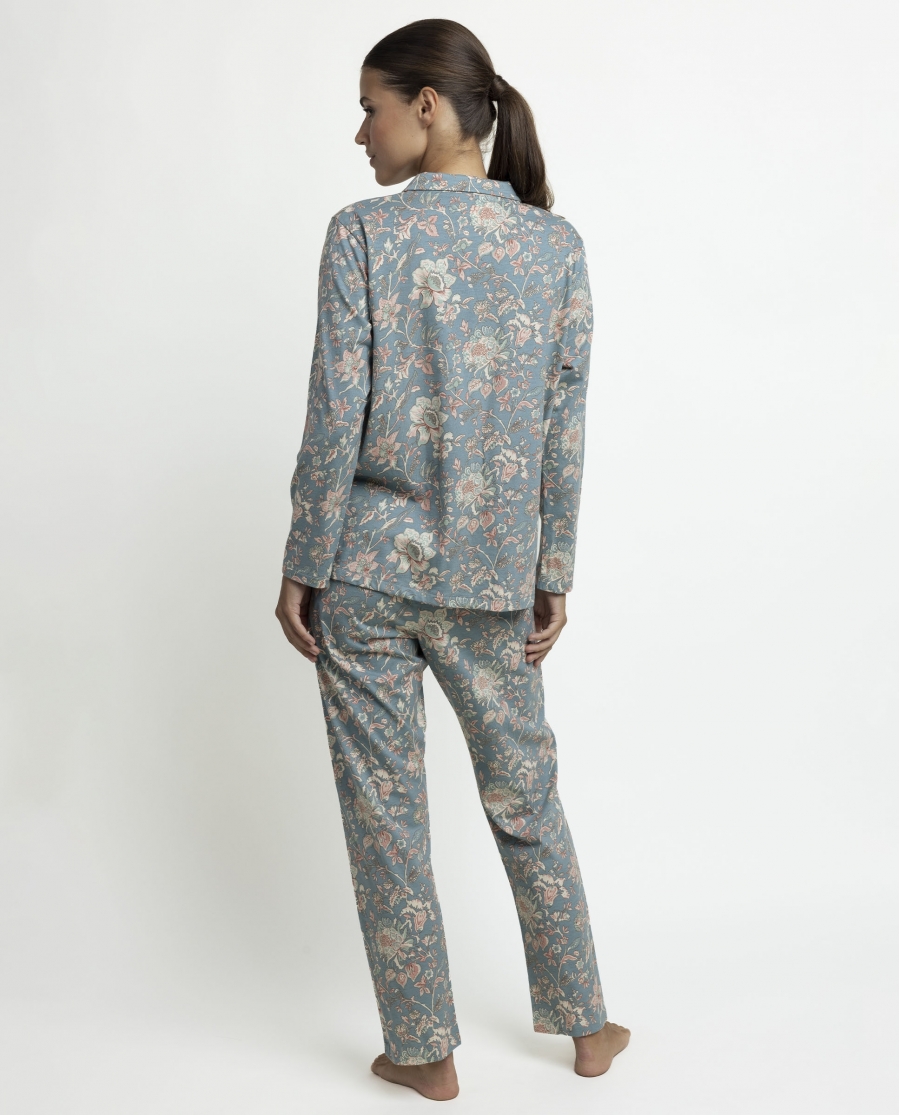 ADMAS GARDEN Pijama Abierto Manga Larga Garden Secret para Mujer AZUL
