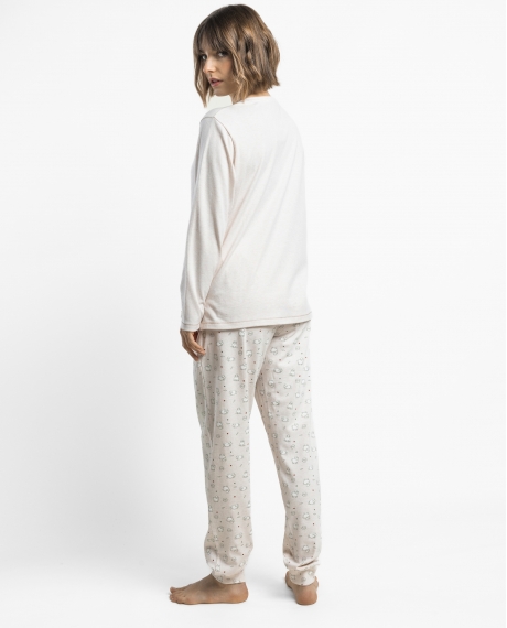 ADMAS Pijama Manga Larga Beige Counting Sheep para Mujer BEIGE 2