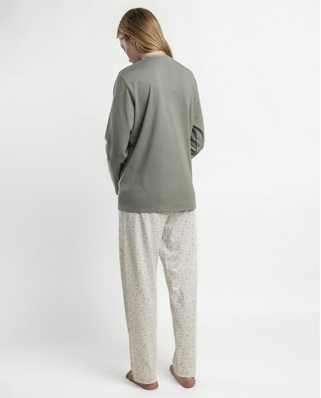 ADMAS Pijama Manga Larga Tapeta Counting Sheep para Mujer VERDE 2