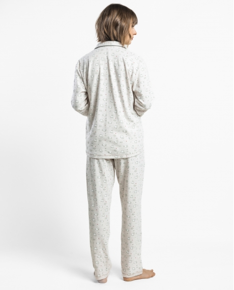 ADMAS Pijama Abierto Manga Larga Counting Sheep para Mujer BEIGE 2