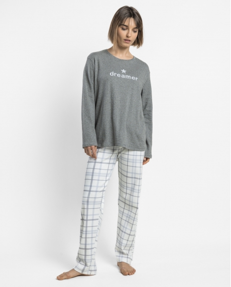 ADMAS Pijama Manga Larga Dreamer para Mujer GRIS JASPE