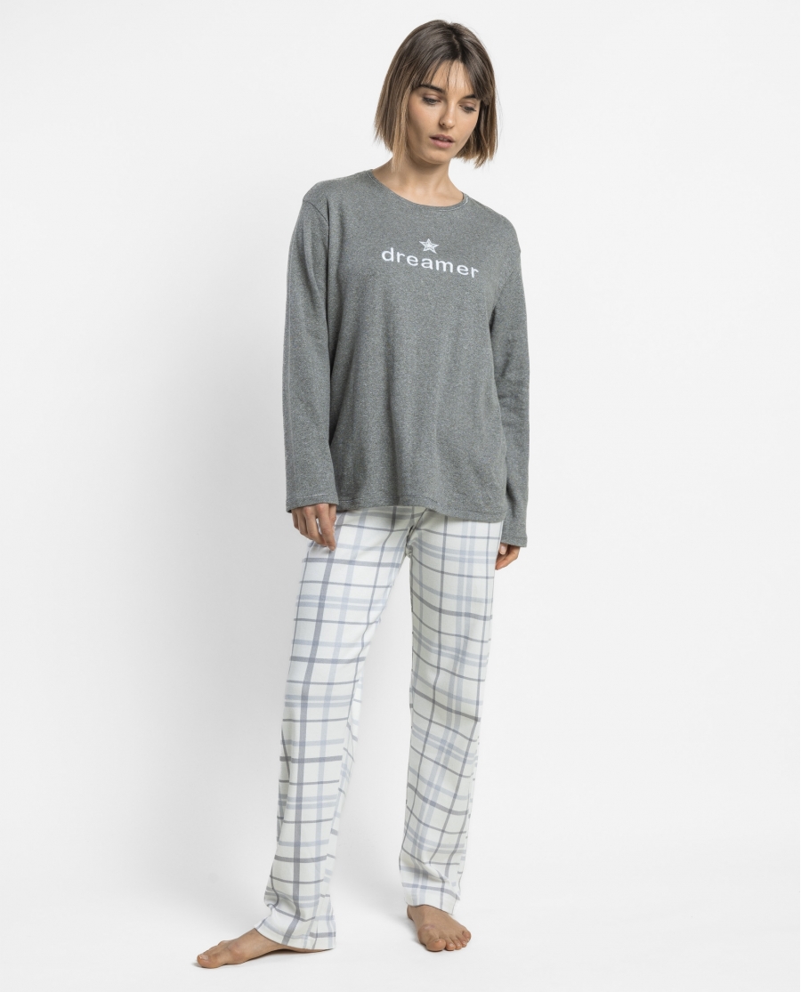 ADMAS Pijama Manga Larga Dreamer para Mujer GRIS JASPE