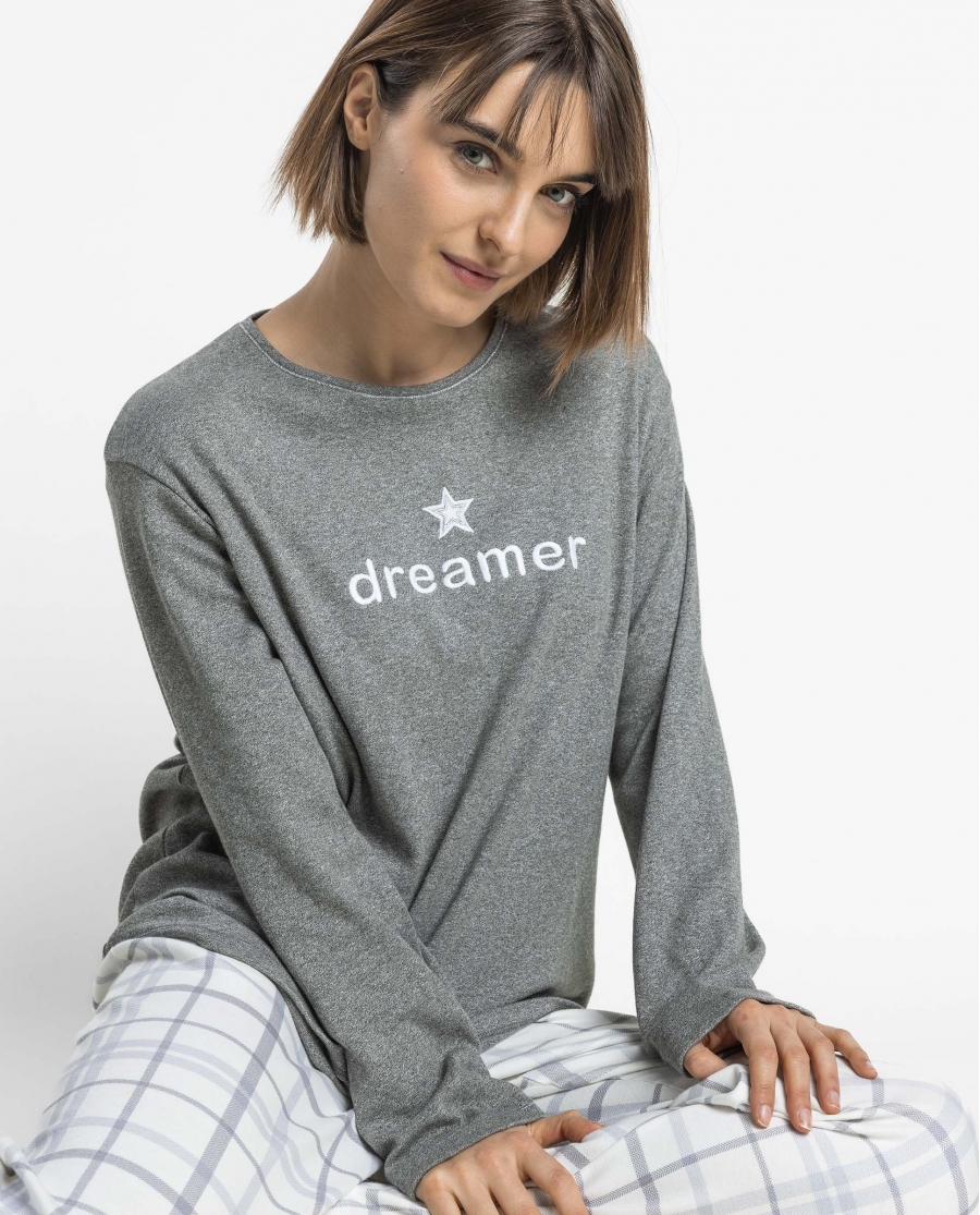ADMAS Pijama Manga Larga Dreamer para Mujer GRIS JASPE