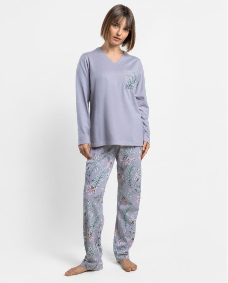 ADMAS GARDEN Pijama Manga Larga Night Garden para Mujer LILA
