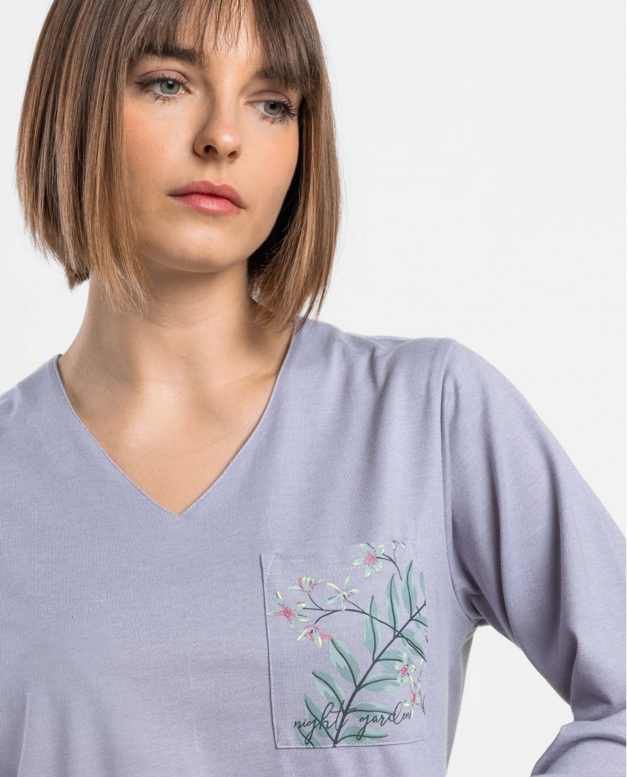 ADMAS GARDEN Pijama Manga Larga Night Garden para Mujer LILA