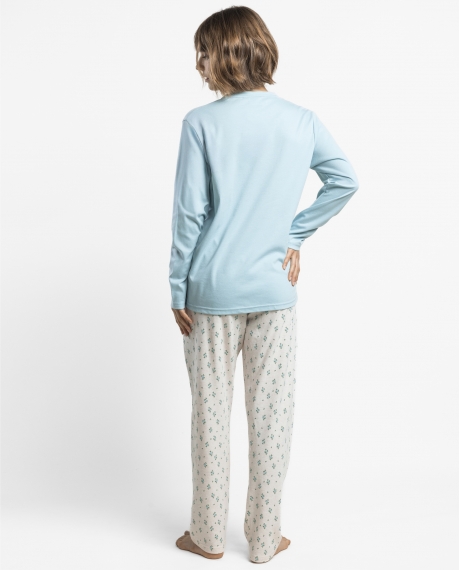 ADMAS CLASSIC Pijama Manga Larga Water Flowers para Mujer AQUA 2