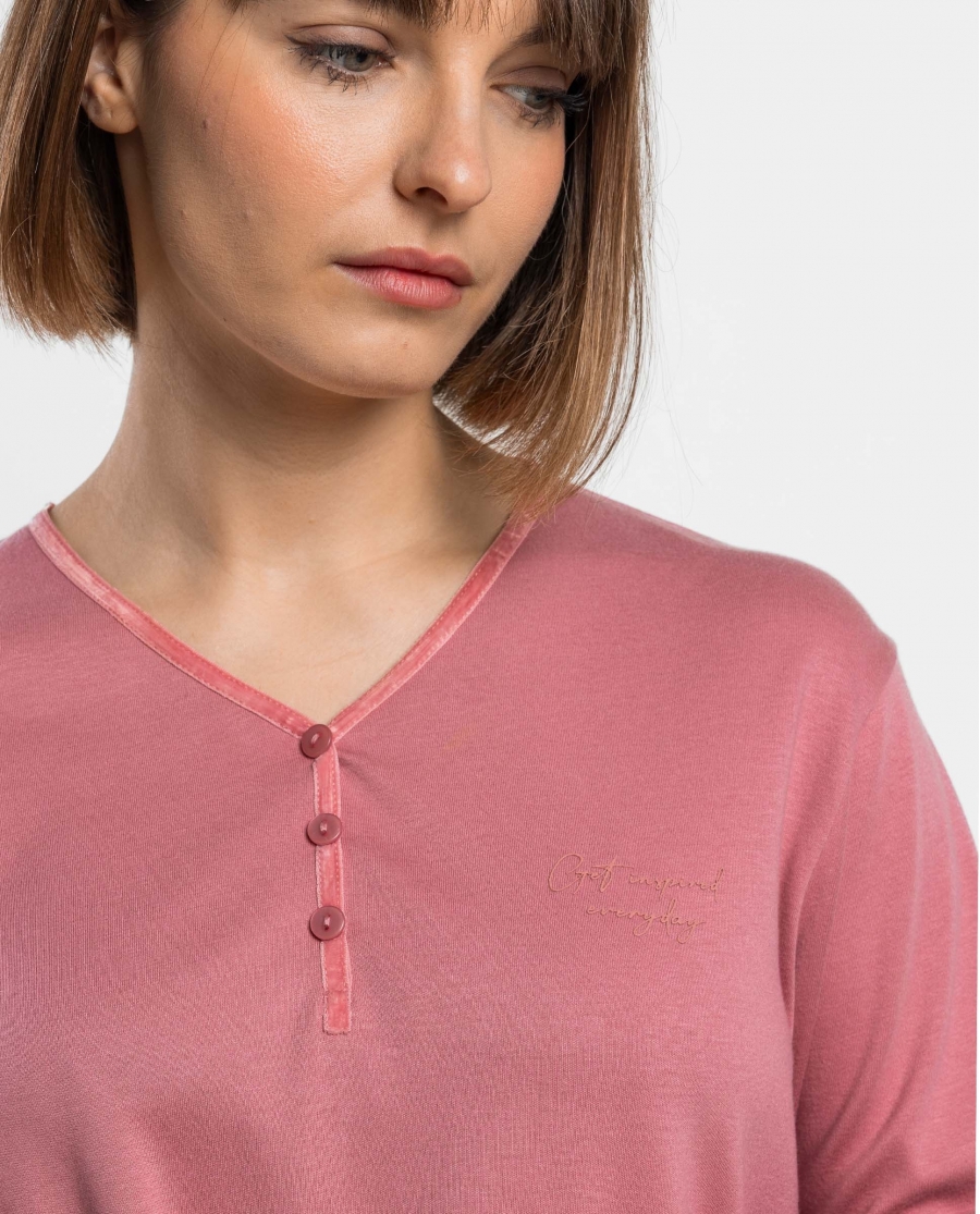 ADMAS GARDEN Pijama Manga Larga Get Inspired para Mujer ROSA