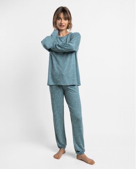 ADMAS HOME Pijama Manga Larga Water Stars para Mujer COBALTO