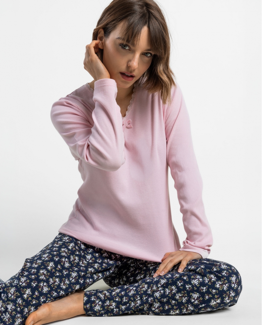 ADMAS Pijama Manga Larga Dark Liberty para Mujer ROSA