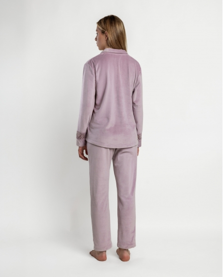 ADMAS LUXURY Pijama Abierto Manga Larga Guipure para Mujer PETALO 2