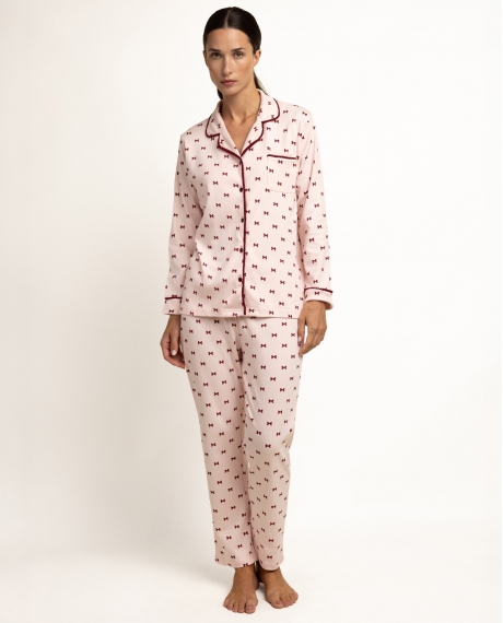 ADMAS Pijama Abierto Manga Larga Je T Aime para Mujer ROSA
