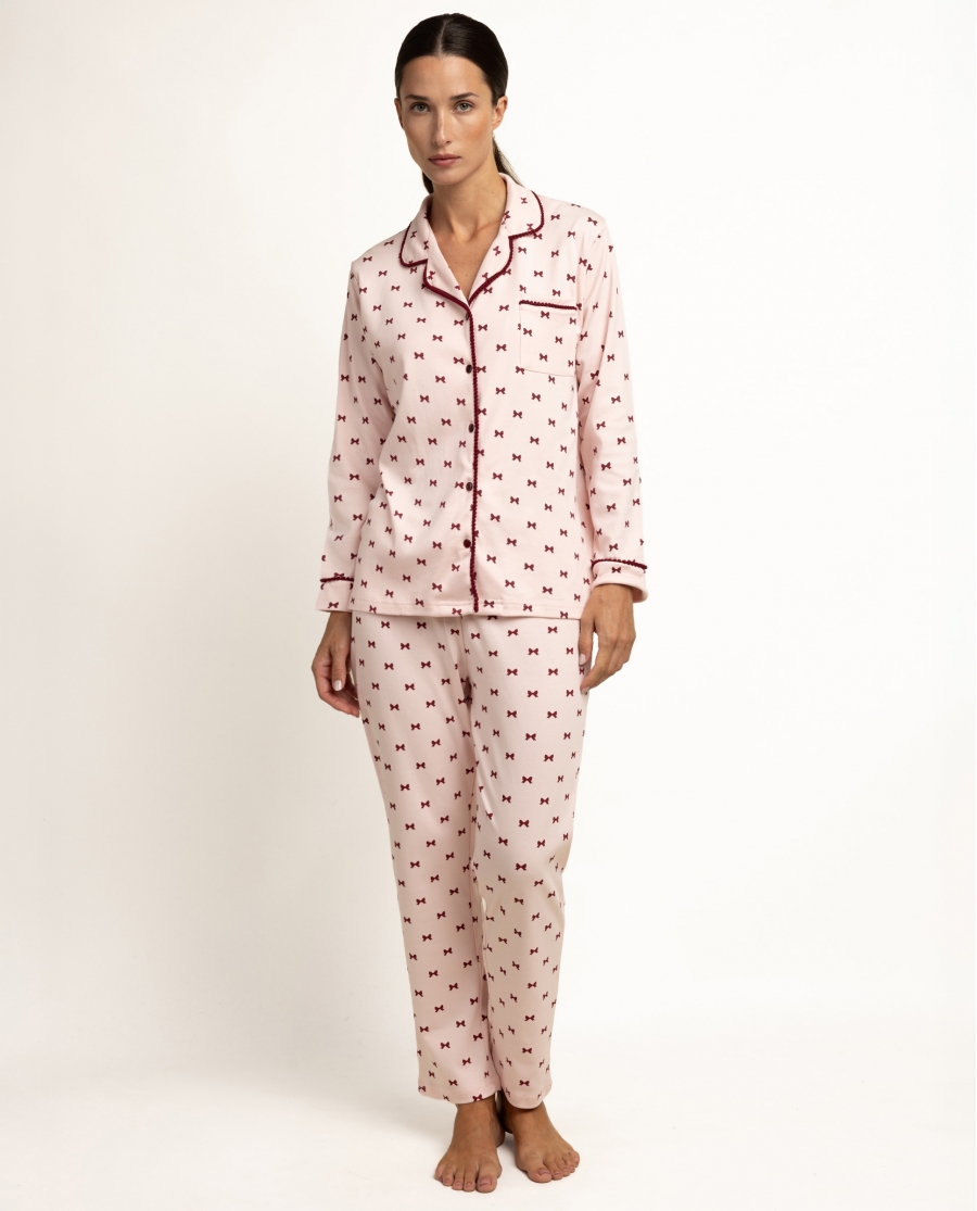 ADMAS Pijama Abierto Manga Larga Je T Aime para Mujer ROSA