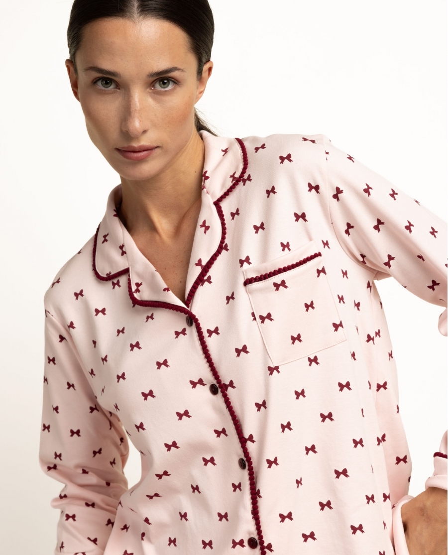 ADMAS Pijama Abierto Manga Larga Je T Aime para Mujer ROSA