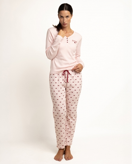 ADMAS Pijama Manga Larga Tapeta Je T Aime para Mujer ROSA