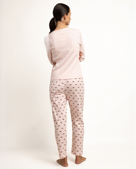 ADMAS Pijama Manga Larga Tapeta Je T Aime para Mujer ROSA 2