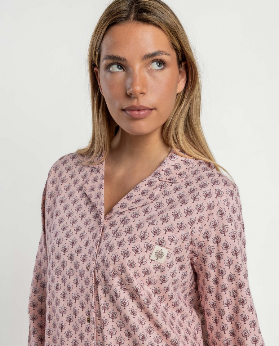 ADMAS Pijama Abierto Manga Larga Provence para Mujer ROSA