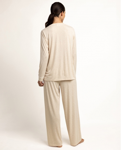 ADMAS CLASSIC Pijama Manga Larga Pico Hearts para Mujer BEIGE 2