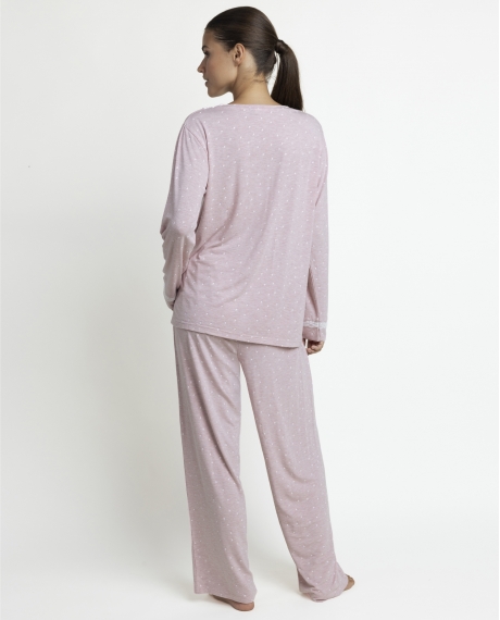 ADMAS CLASSIC Pijama Manga Larga Pico Hearts para Mujer ROSA 2