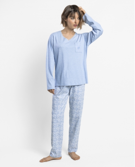 ADMAS CLASSIC Pijama Manga Larga Classic Edition para Mujer AZUL