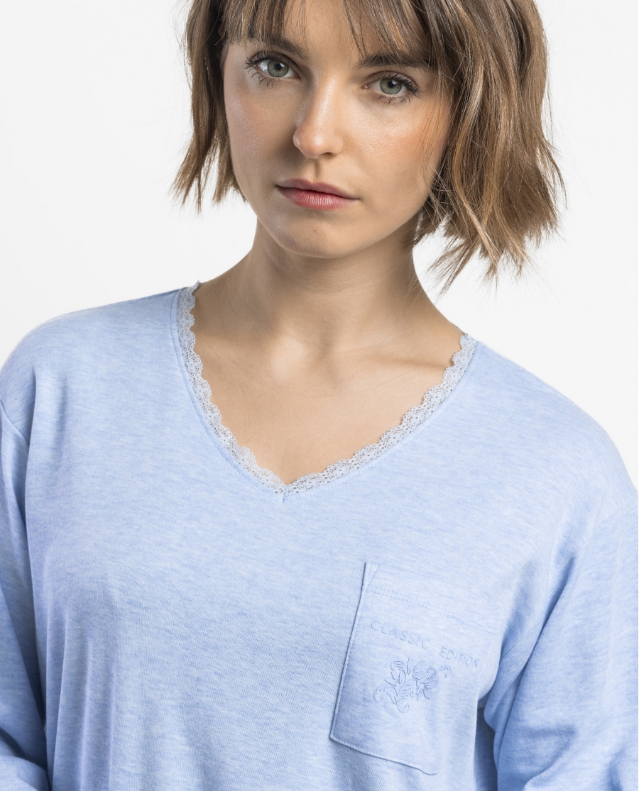 ADMAS CLASSIC Pijama Manga Larga Classic Edition para Mujer AZUL