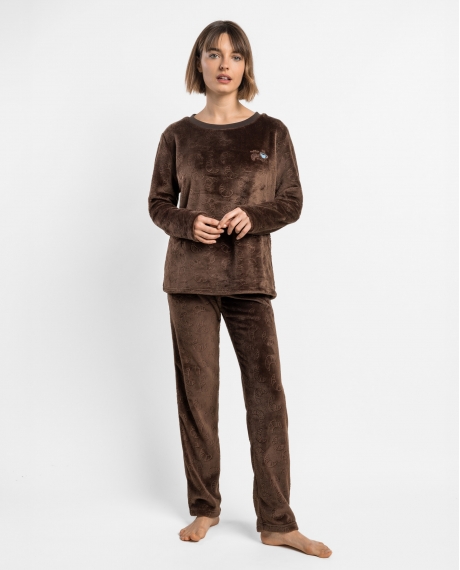 ADMAS Pijama Calentito Manga Larga Breakfast para Mujer CHOCOLATE