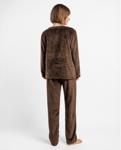ADMAS Pijama Calentito Manga Larga Breakfast para Mujer CHOCOLATE 2