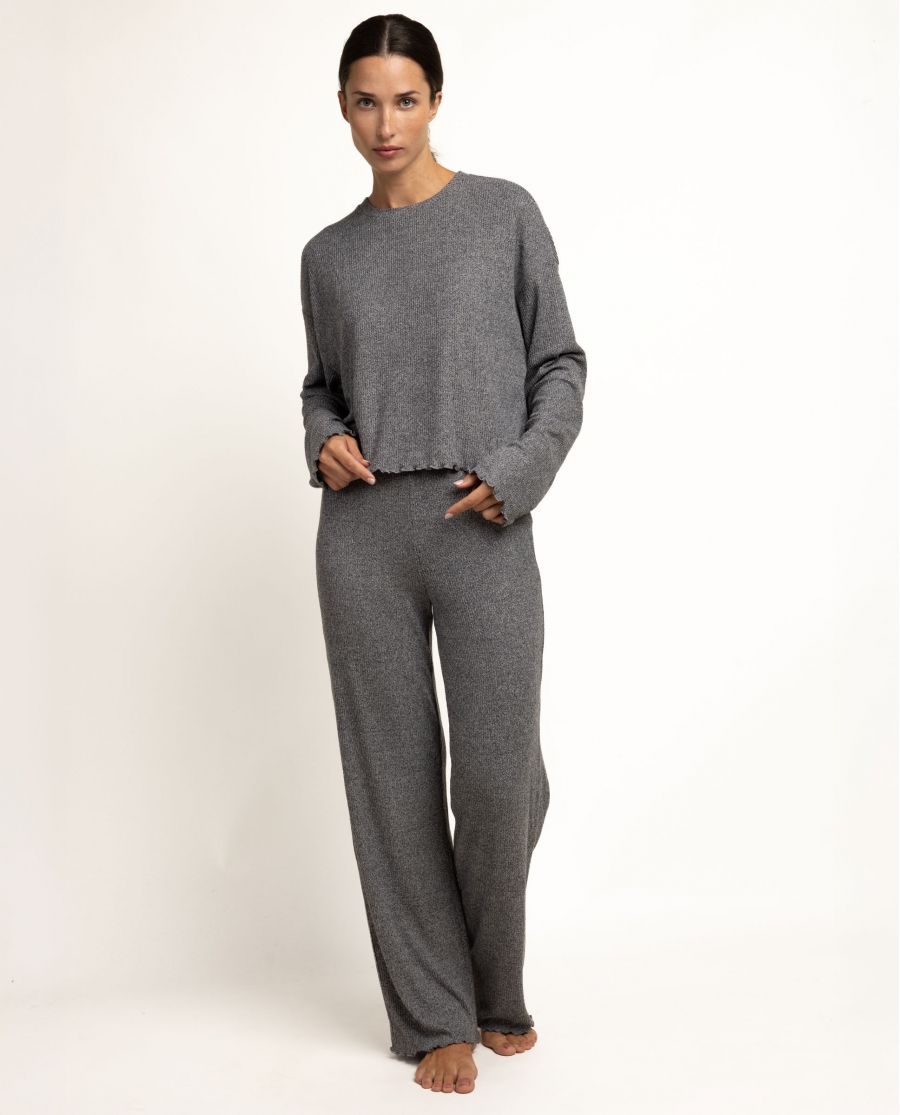 ADMAS HOME Pijama Manga Larga Comfy Look para Mujer GRIS
